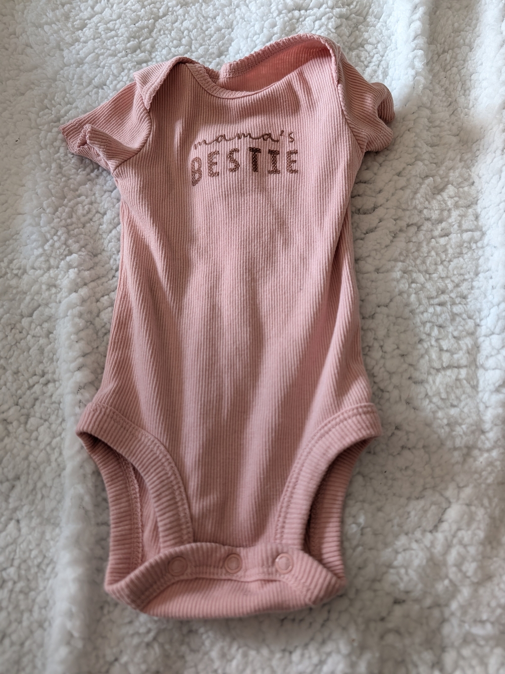 Carter's Dusty Pink Ribbed Baby One-Piece with 'Mama's BESTIE' Script